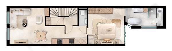 Floorplan - Bloemgracht 24B, 1015 TJ Amsterdam